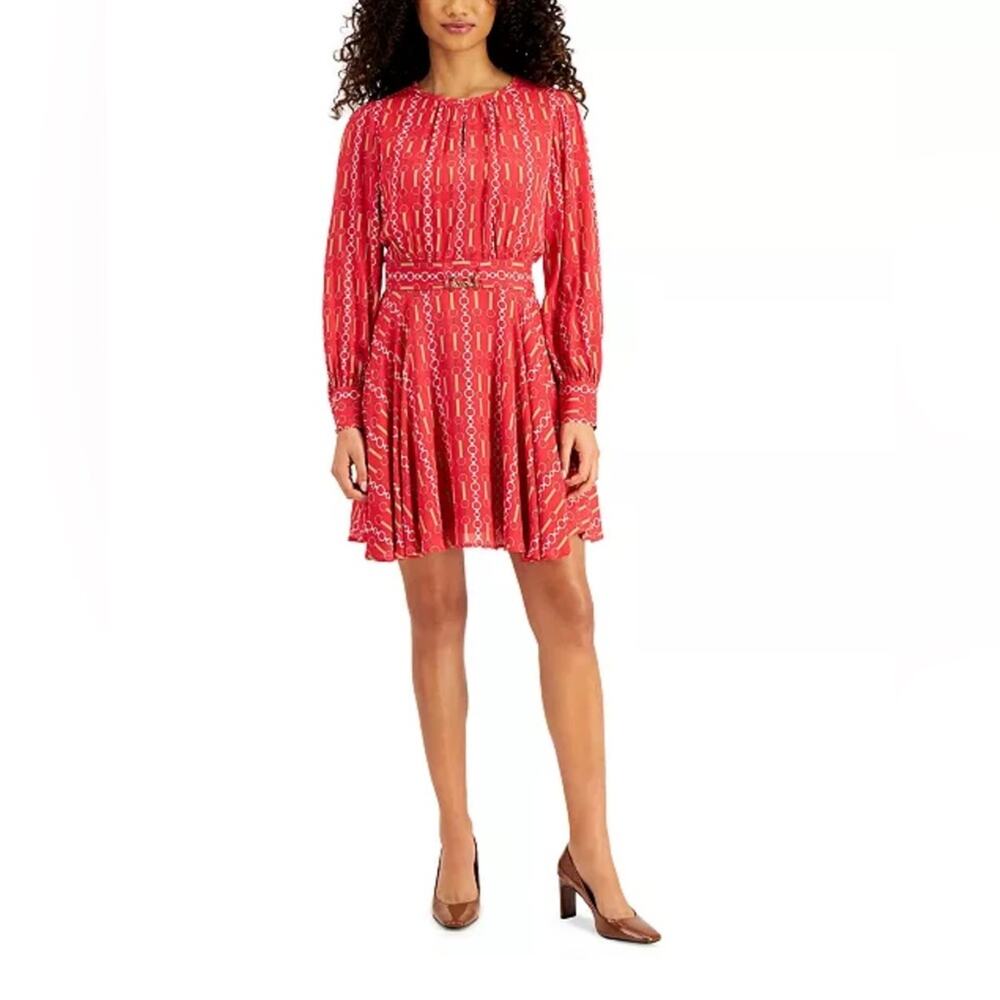 NWT Marella Odeon Fit and Flare Long Sleeve Red Dress